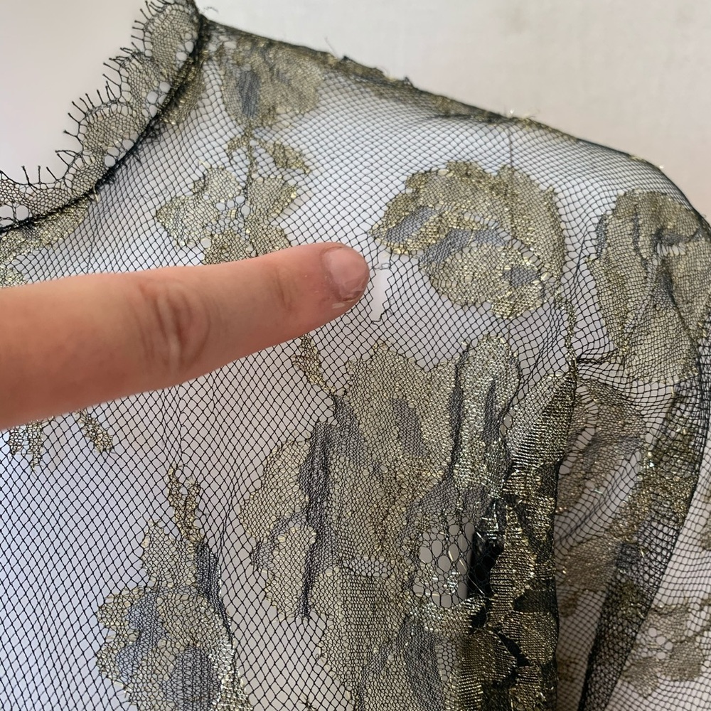 Oscar de la Renta vintage metallic lace top - Picture 15 of 16